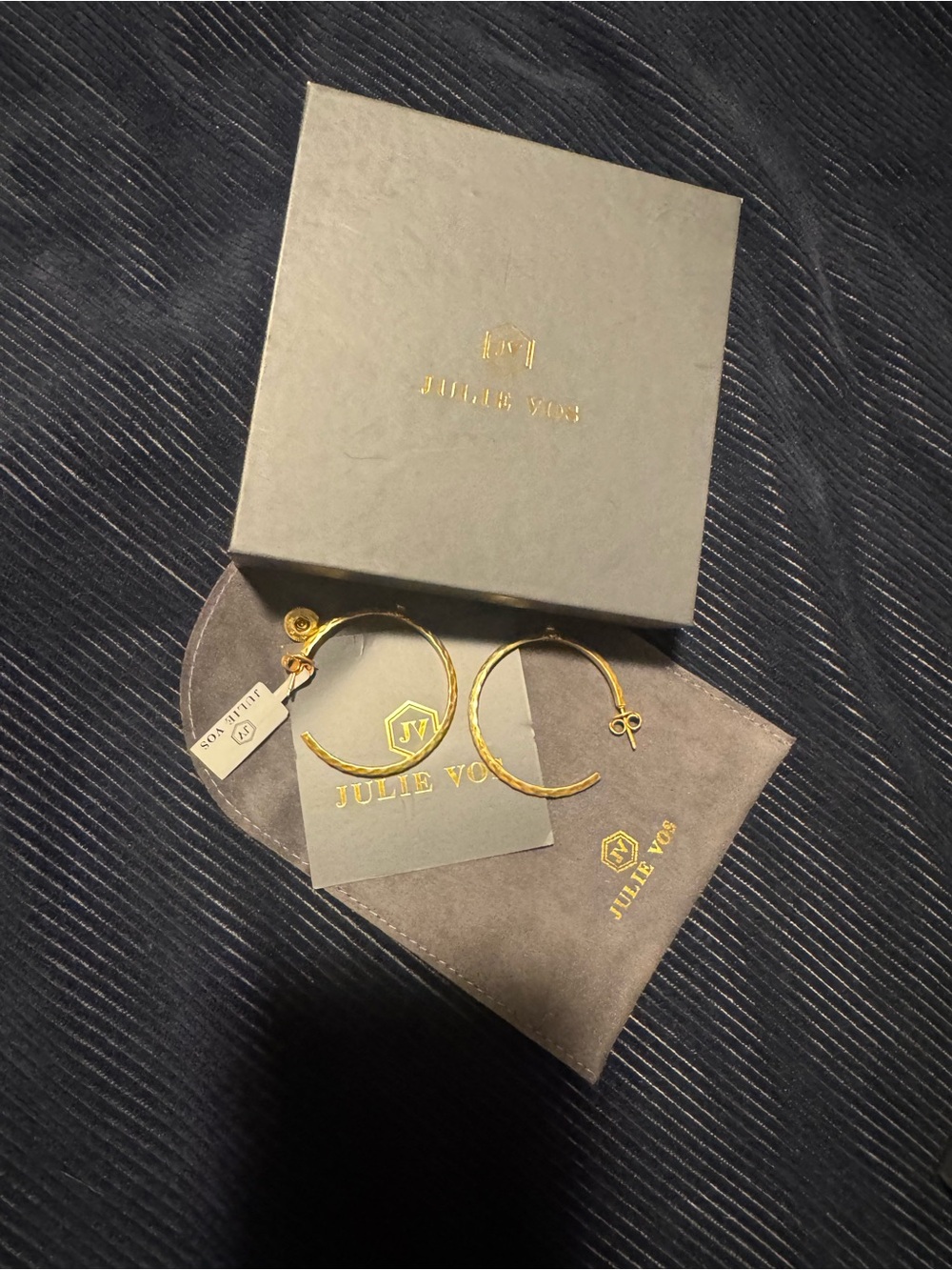 Julie Vos Gold Hammered Hoop Earrings